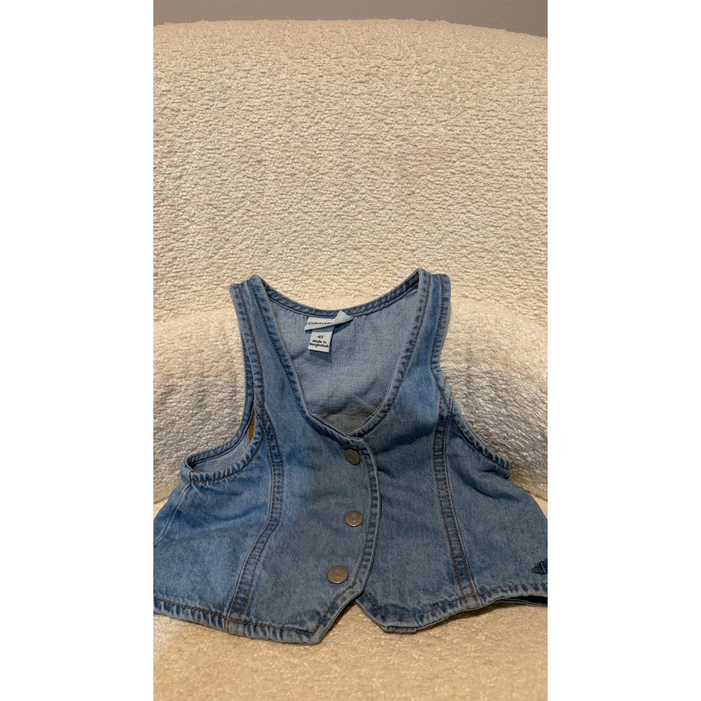 Calvin Klein Jeans Denim Vest Medium Wash Button Front Racerback Size 4T